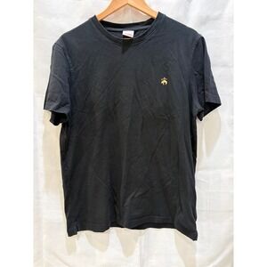 Brooks Brothers Mens Black Short Sleeve Crew Neck T Shirt Embroidered Logo Large